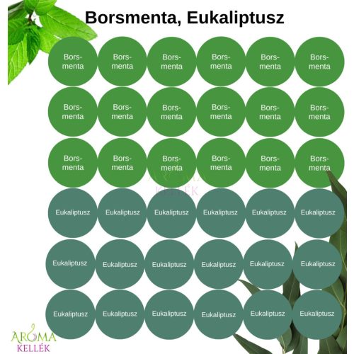 Matrica, címke illóolajokhoz - Borsmenta, Eukaliptusz