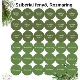 Matrica, címke illóolajokhoz - Szibériai fenyő, Rozmaring