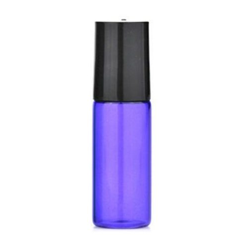 5 ml - es színes roll on üveg esszenciális olaj / illóolajhoz - fekete kupakkal - lila
