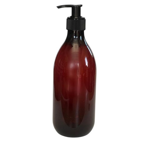 500 ml brown plastic bottle with pump head