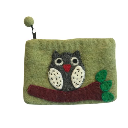 Essential oil holder, storage bag - owl (green)