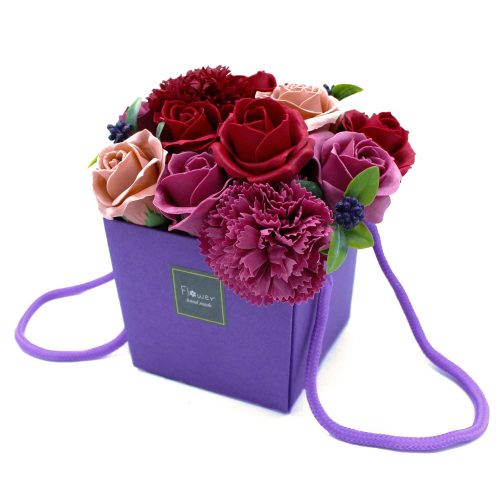 Soap flower bouquet - in a gift box (purple)